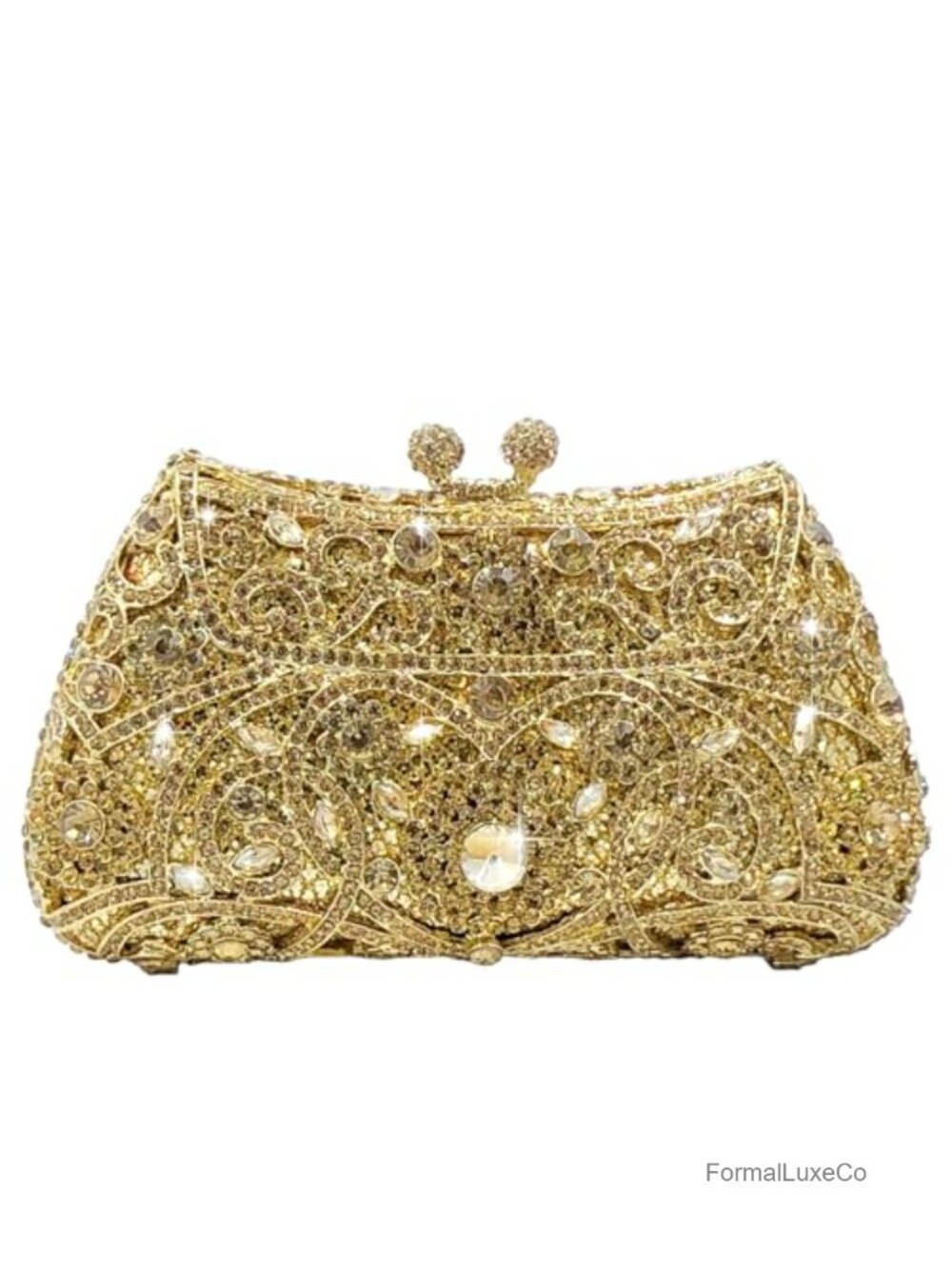 Gold Flower Mini Clutch Purse with Rhinestones, Prom Evening Bag, Party Handbag